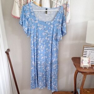 Hotgift Light Blue Floral Dress